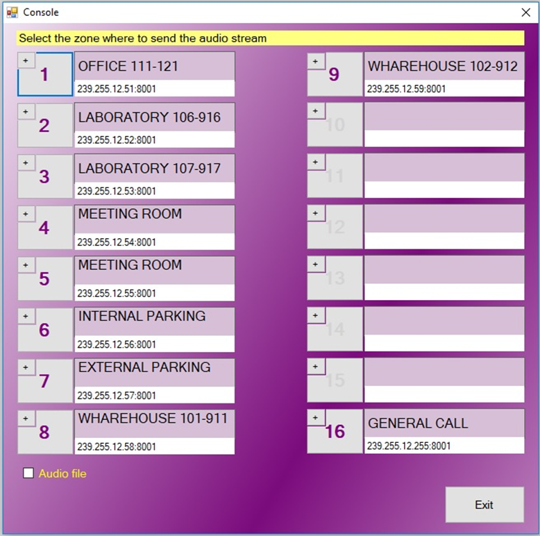 ADAM Software for IPSIP Audio system management TEMA TLC